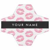 ピンクの唇,キス,口紅,あなたの名前,パーソナライズ サッカーボール (フラット)