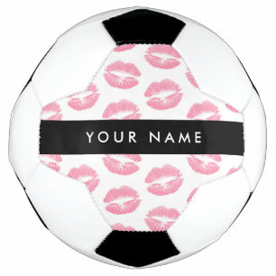ピンクの唇，キス，口紅，あなたの名前，パーソナライズ サッカーボール