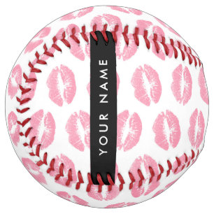 ピンクの唇，キス，口紅，あなたの名前，パーソナライズ ソフトボール