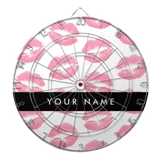 ピンクの唇，キス，口紅，あなたの名前，パーソナライズ ダーツボード (正面)