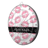 ピンクの唇，キス，口紅，あなたの名前，パーソナライズ ダーツボード (正面右)