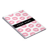 ピンクの唇，キス，口紅，あなたの名前，パーソナライズ ノートブック (右側)