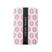 ピンクの唇,キス,口紅,あなたの名前,パーソナライズ バスマット (正面縦)