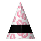 ピンクの唇,キス,口紅,あなたの名前,パーソナライズ パーティーハット (裏面)