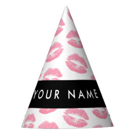 ピンクの唇,キス,口紅,あなたの名前,パーソナライズ パーティーハット