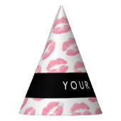 ピンクの唇,キス,口紅,あなたの名前,パーソナライズ パーティーハット (左)