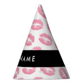 ピンクの唇,キス,口紅,あなたの名前,パーソナライズ パーティーハット (右)