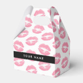 ピンクの唇，キス，口紅，あなたの名前，パーソナライズ フェイバーボックス (正面サイド)
