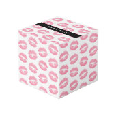 ピンクの唇，キス，口紅，あなたの名前，パーソナライズ フォトキューブ (裏面アングル)