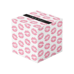 ピンクの唇，キス，口紅，あなたの名前，パーソナライズ フォトキューブ