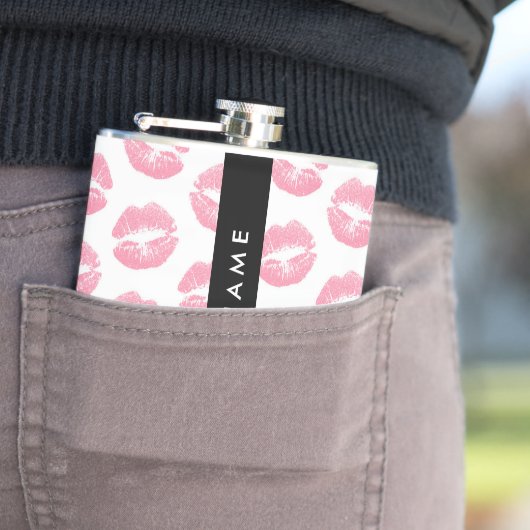 ピンクの唇,キス,口紅,あなたの名前,パーソナライズ フラスク (インサイチュ)