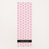 ピンクの唇,キス,口紅,あなたの名前,パーソナライズ ヨガマット (正面)