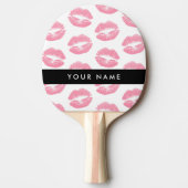 ピンクの唇，キス，口紅，あなたの名前，パーソナライズ 卓球ラケット (正面)
