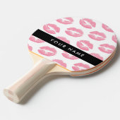 ピンクの唇，キス，口紅，あなたの名前，パーソナライズ 卓球ラケット (正面アングル)