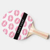 ピンクの唇，キス，口紅，あなたの名前，パーソナライズ 卓球ラケット (横)