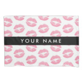 ピンクの唇，キス，口紅，あなたの名前，パーソナライズ 枕カバー (正面)