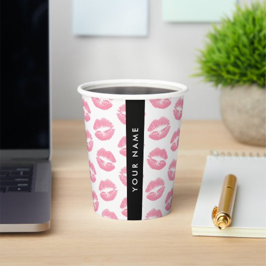 ピンクの唇,キス,口紅,あなたの名前,パーソナライズ 紙コップ (インサイチュ)