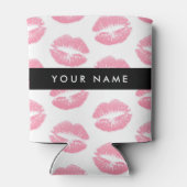 ピンクの唇，キス，口紅，あなたの名前，パーソナライズ 缶クーラー (裏面)