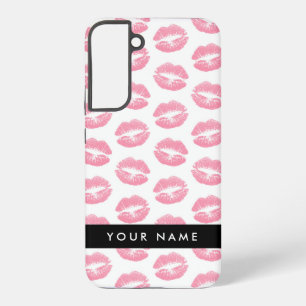 ピンクの唇，キス，口紅，あなたの名前，パーソナライズ SAMSUNG GALAXY S22+ケース