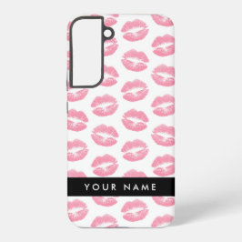 ピンクの唇、キス、口紅、名前、パーソナライズ SAMSUNG GALAXY S22+ケース