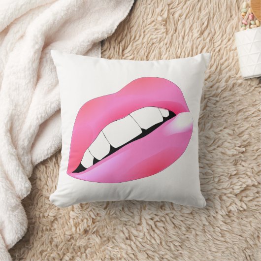 ピンクの唇 クッション (ブランケット)