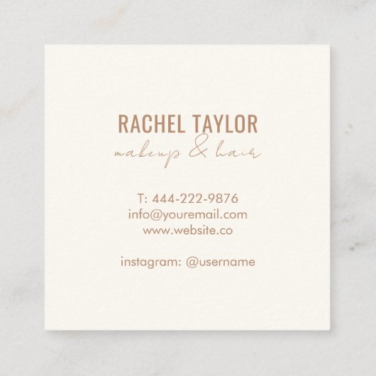 ピンクの唇 | コーヒーブラウンスクエア スクエア名刺 (裏面)