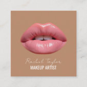 ピンクの唇 | コーヒーブラウンスクエア スクエア名刺 (正面)