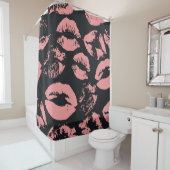ピンクの唇:シームレスな予測できなヴィンテージ シャワーカーテン (インサイチュ)