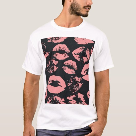 ピンクの唇:シームレスな予測できなヴィンテージ Tシャツ (正面)