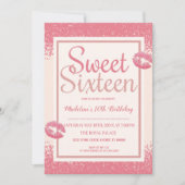 ピンクの唇 スウィート16 招待状 (正面)