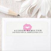 ピンクの唇 |パーソナライズされた差出人住所 ラベル (インサイチュ)