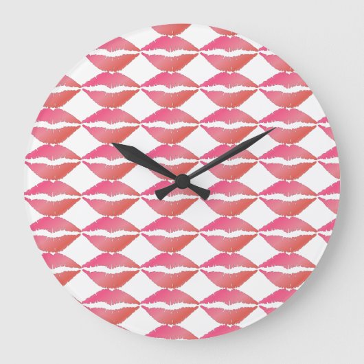 ピンクの唇 ラージ壁時計 (正面)