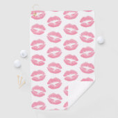 ピンクの唇、唇のパターン、ピンクの口紅、キス ゴルフタオル (インサイチュ)