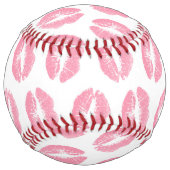 ピンクの唇、唇のパターン、ピンクの口紅、キス ソフトボール (正面)