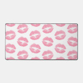 ピンクの唇、唇のパターン、ピンクの口紅、キス デスクマット (正面)