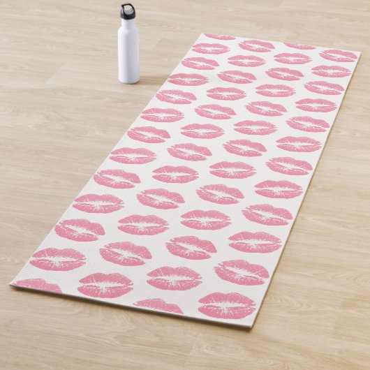 ピンクの唇、唇のパターン、ピンクの口紅、キス ヨガマット (インサイチュ)