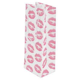 ピンクの唇、唇のパターン、ピンクの口紅、キス ワインギフトバッグ