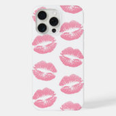 ピンクの唇、唇のパターン、ピンクの口紅、キス iPhoneケース (裏面)