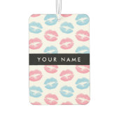 ピンクの唇、青の唇、キス、名前、パーソナライズ カーエアーフレッシュナー (裏面)