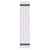 ピンクの唇、青の唇、キス、名前、パーソナライズ ショートテーブルランナー (正面)