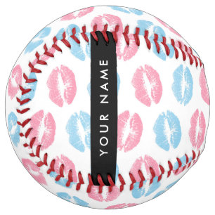 ピンクの唇、青の唇、キス、名前、パーソナライズ ソフトボール