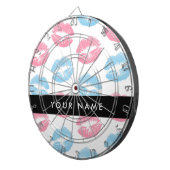 ピンクの唇、青の唇、キス、名前、パーソナライズ ダーツボード (正面右)