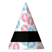 ピンクの唇、青の唇、キス、名前、パーソナライズ パーティーハット (裏面)