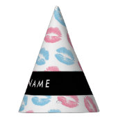 ピンクの唇、青の唇、キス、名前、パーソナライズ パーティーハット (右)