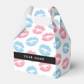 ピンクの唇、青の唇、キス、名前、パーソナライズ フェイバーボックス (正面サイド)