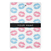 ピンクの唇、青の唇、キス、名前、パーソナライズ ミニクリップボード (裏面)