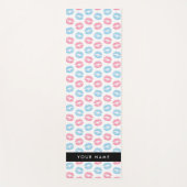 ピンクの唇、青の唇、キス、名前、パーソナライズ ヨガマット (正面)