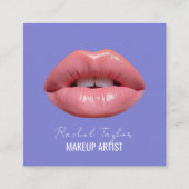 ピンクの唇 | 青クール化粧スクエア スクエア名刺 (正面)