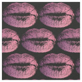 ピンクの唇（黒） ファブリック (クローズアップ)