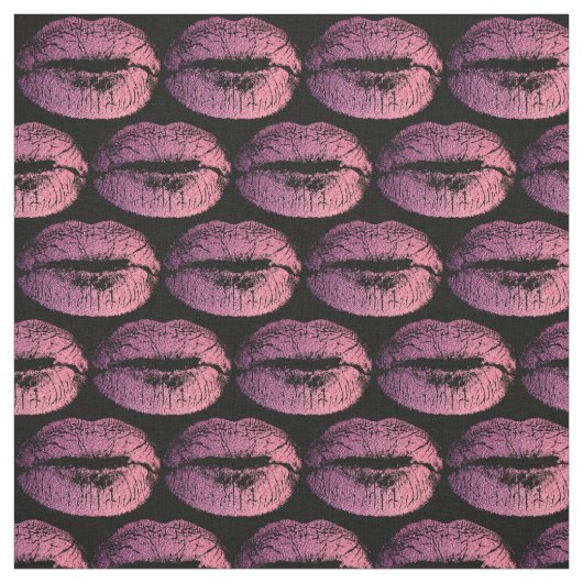 ピンクの唇（黒） ファブリック (見本)